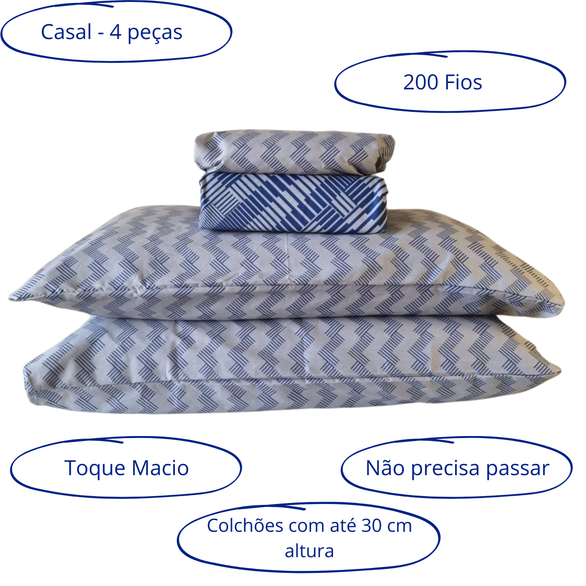 Jogo de cama CASAL 200 Fios 4 peças Corttex - Imagem 17