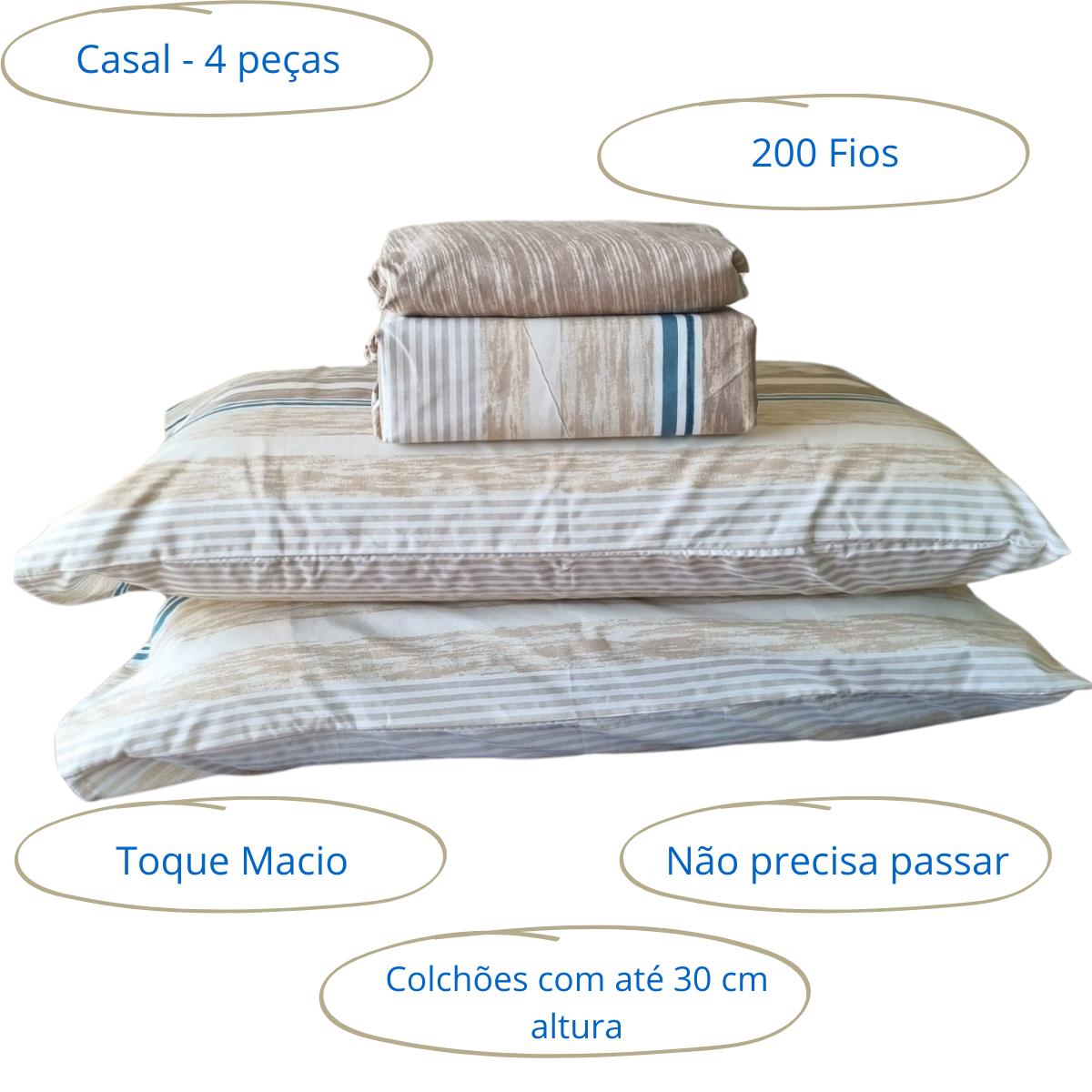 Jogo de cama CASAL 200 Fios 4 peças Corttex - Imagem 13