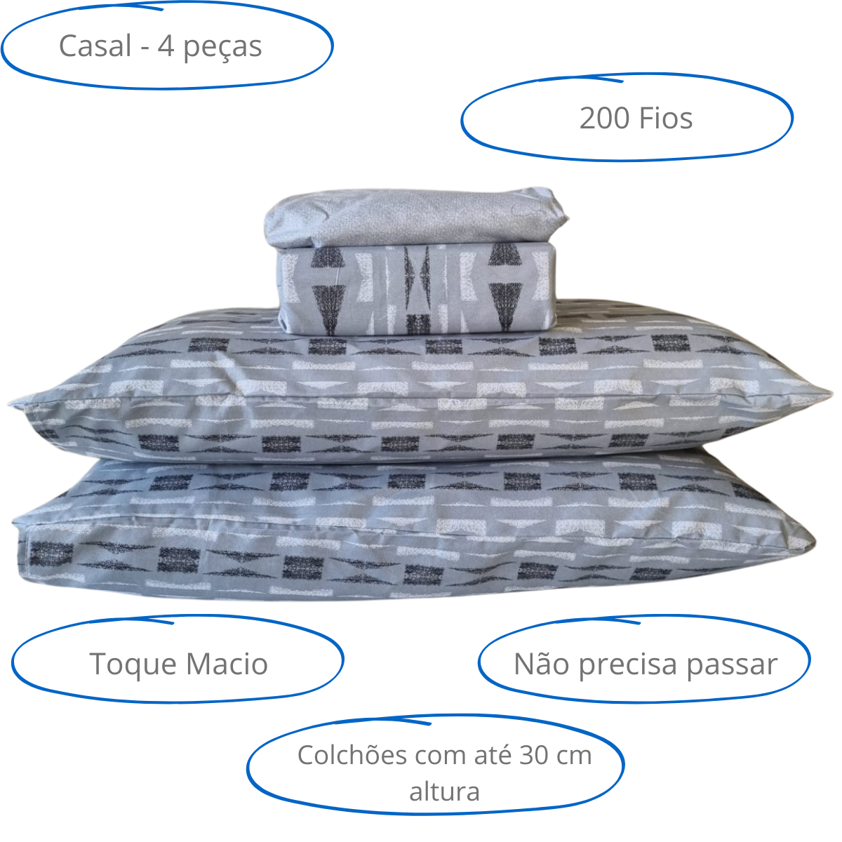 Jogo de cama CASAL 200 Fios 4 peças Corttex - Imagem 11